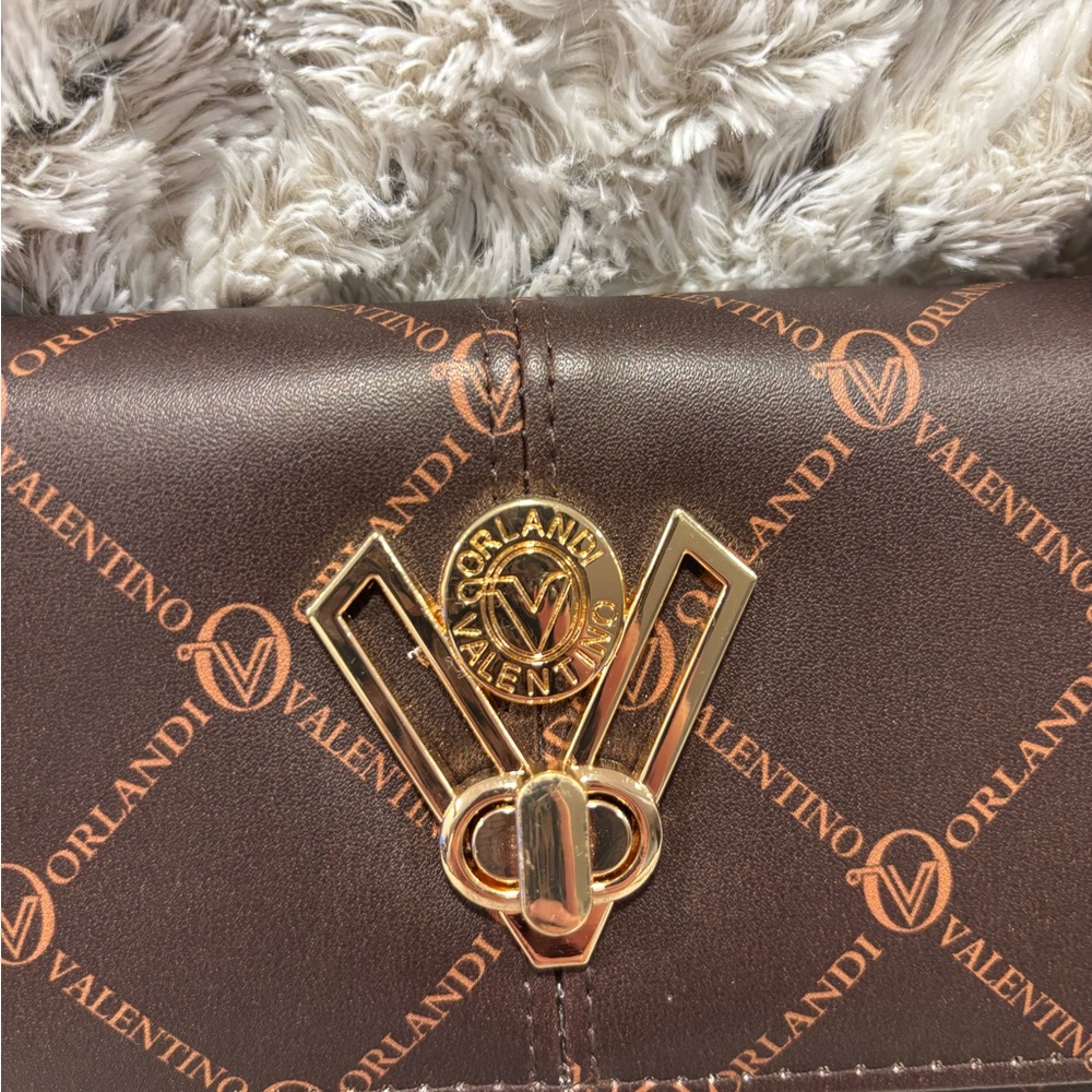 Valentino Orlandi Brown and Orange Crossbody Bag